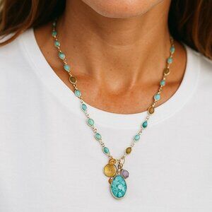 Elegant Blue and Gold Necklace